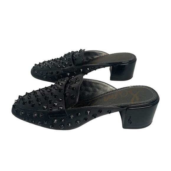 Sam Edelman Women's Studded Embellished Mule Loafer Heels size 7 Goth Black - Picture 4 of 10